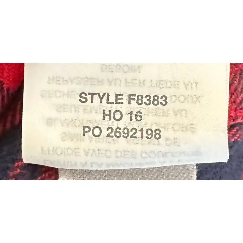 J. Crew Flannel Pajama Top Red Mixed Plaid F8383 Size XS